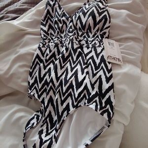 Athena one piece swimsuit. Ikat/chevron print